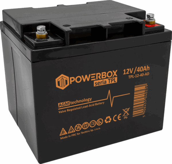 POWERBOX TPL Akumulator VRLA AGM 12V 40Ah (Żywotność 12 lat)