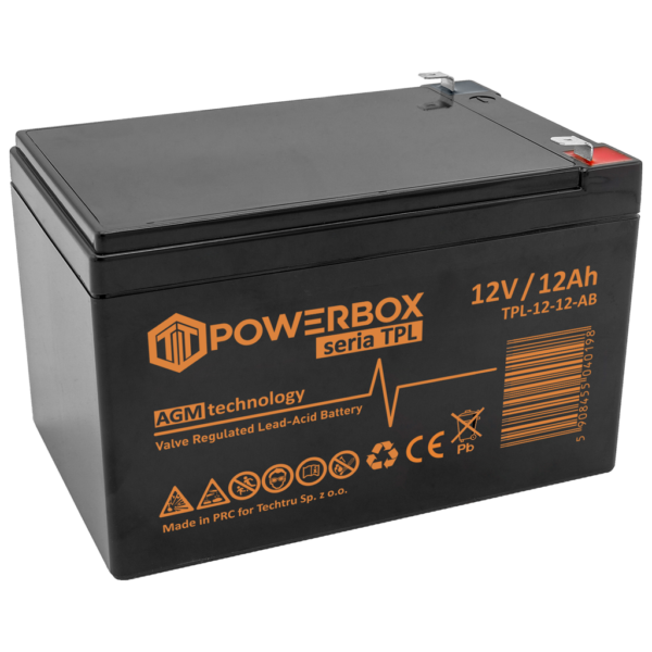 POWERBOX TPL Akumulator VRLA AGM 12V 12Ah (Żywotność 10-12 lat)