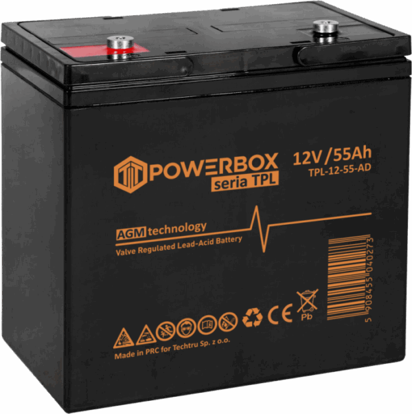 POWERBOX TPL Akumulator VRLA AGM 12V 55Ah (Żywotność 12 lat)