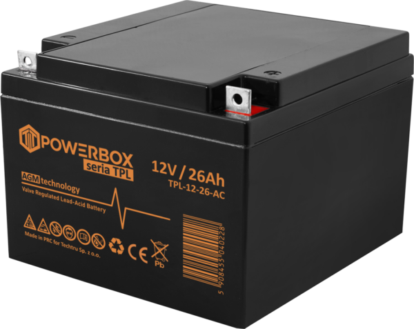 POWERBOX TPL Akumulator VRLA AGM 12V 26Ah (Żywotność 10-12 lat)
