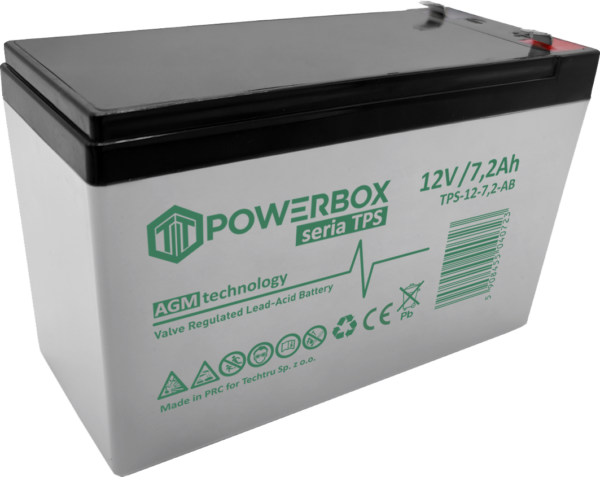 POWERBOX TPS Akumulator VRLA AGM 12V 7,2Ah (T) (Żywotność 6-9 lat)