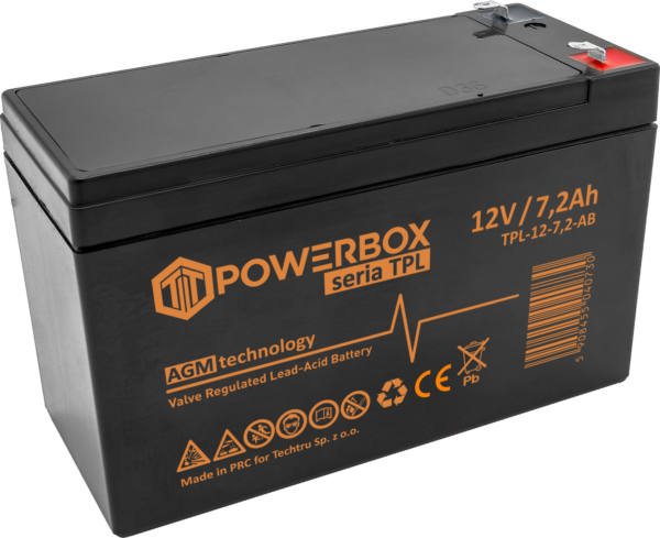 POWERBOX TPL Akumulator VRLA AGM 12V 7,2Ah (T) (Żywotność 10-12 lat)