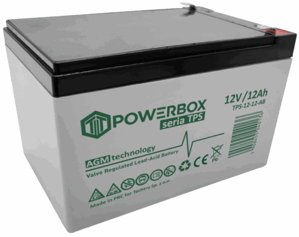 POWERBOX TPS Akumulator VRLA AGM 12V 12Ah (Żywotność 6-9 lat)