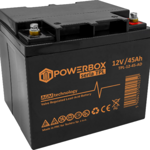 68d67dce05883df6b557cdc91f0fb1e0.png POWERBOX TPL Akumulator VRLA AGM 12V 45Ah (Żywotność 12 lat)