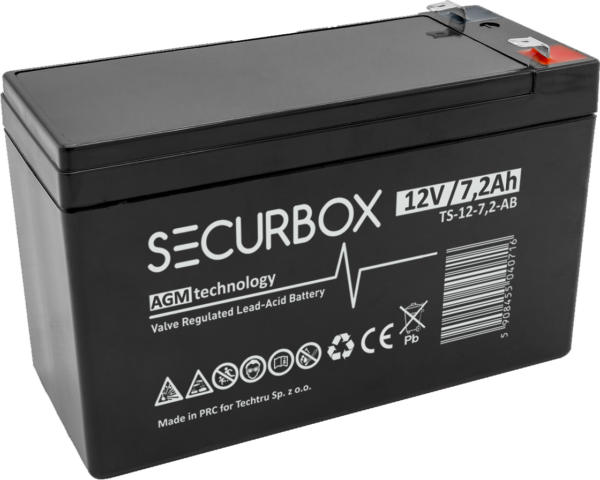 SECURBOX Akumulator VRLA AGM 12V 7,2Ah (T) (Żywotność 5 lat)