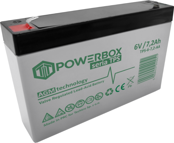 POWERBOX TPS Akumulator VRLA AGM 6V 7,2Ah (Żywotność 6-9 lat)
