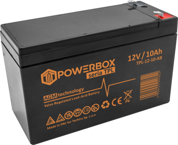 POWERBOX TPL Akumulator VRLA AGM 12V 10Ah (T2) (Żywotność 10-12 lat)
