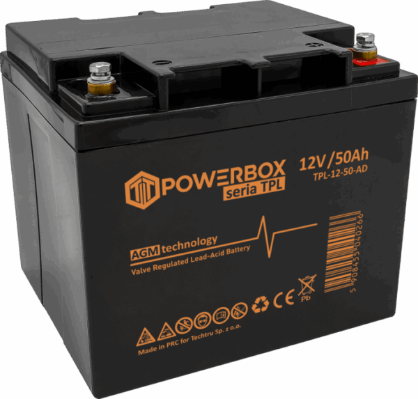 POWERBOX TPL Akumulator VRLA AGM 12V 50Ah (Żywotność 12 lat)