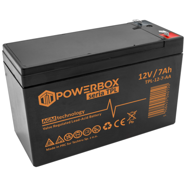 POWERBOX TPL Akumulator VRLA AGM 12V 7Ah (Żywotność 10-12 lat)