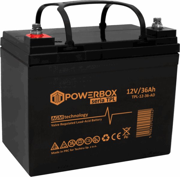 POWERBOX TPL Akumulator VRLA AGM 12V 36Ah (Żywotność 12 lat)