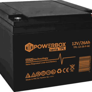 9fa45f04af9f13f6621260bab43db4a2.png POWERBOX TPL Akumulator VRLA AGM 12V 26Ah (F) (Żywotność 10-12 lat)