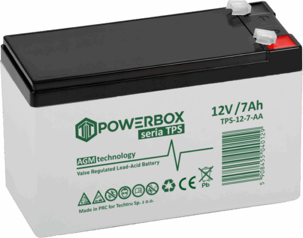 POWERBOX TPS Akumulator VRLA AGM 12V 7Ah (Żywotność 6-9 lat)