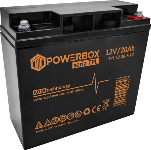 POWERBOX TPL Akumulator VRLA AGM 12V 20Ah (F) (Żywotność 10-12 lat)