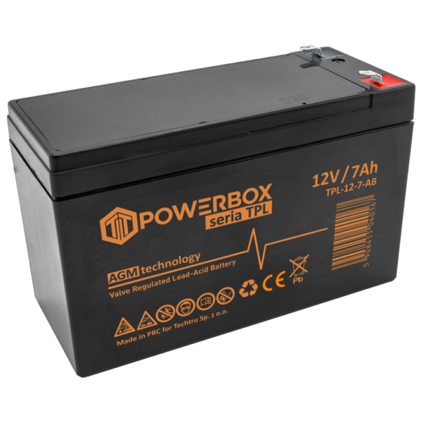 POWERBOX TPL Akumulator VRLA AGM 12V 7Ah (T) (Żywotność 10-12 lat)